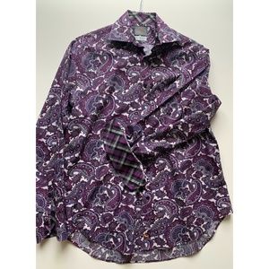 Thomas Dean Paisley Collared Dress Shirt